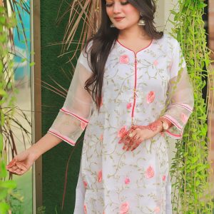 হোয়াইট অরগেঞ্জা কুর্তি - 40